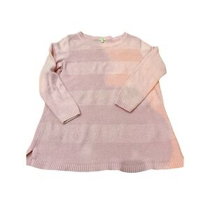 Talbots Women's 100% Cotton Tunic Sweater Plus Sz 1X Pink Textured Chunky